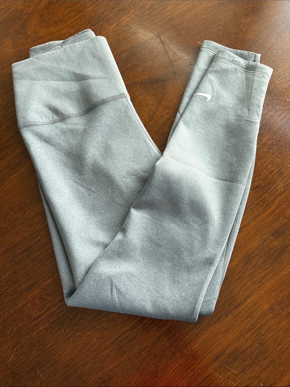 Nike Kids Gray Athletic Leggings with White Swoosh